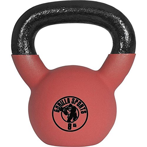 Gorilla Sports Kettlebell Kugelhantel Hantel Gewicht Handgewicht Set Vinyl mit Neopren Gummi Ummantelung 1x 4 kg, 8 kg, 12 kg (24kg) - 3