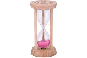 WEIYE Mini-Sanduhr – Holz-Sanduhr, Timer, Holzfarbe, Werkzeug für Zuhause und Restaurant, 1 Minute/3 Minuten (3min, Wood + pink)