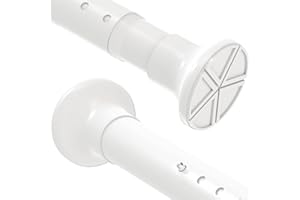 VENWEMONG Shower Curtain Pole Extendable Telescopic Shower Pole No Drilling Non-Slip Curtain Rod for Bathroom, Door Curtain, Wardrobe (White, 110cm-165cm)