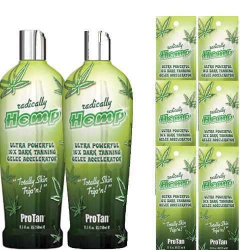 Pro Tan Radically Hemp Tanning Kit Ultra Powerful 10x Dark Tanning 250ml Gelee Accelerator 2 x 250ml with 6 x 22ml Sachets
