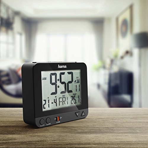 Hama Funk Wecker RC550 (sensorgesteuerte Nachtlichtfunktion, Schlummerfunktion, Temperatur- und Datumsanzeige) Funkwecker Digital schwarz - 5