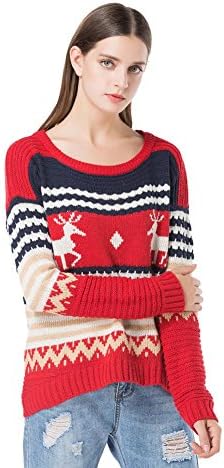 christmas sweater women slim knit casual party long sleeve elasticity printing sweatshirts pullovers tops . 2 . one size