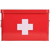 Scatola Medicinali In Metallo Stile Retr&ograve; - 32x19x20 Cm, Bianco, Per Primo Soccorso