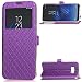 Produktbild Galaxy Note8 Movie Stand Case, Shiny Big View Window PU Leather Kickstand Snap-On [Book Fold] Cover, TAITOU New Fashion Grid Texture Ultralight Thin Phone Case For Samsung Galaxy Note 8 Purple