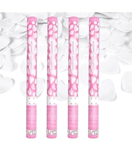 Canon à Confettis Coeur Couleur Or Métallique 60 Cm - Lot De 4 Lanceurs à Confettis à Tenir En