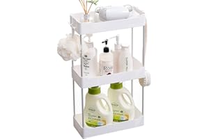 BOJVESH Bathroom Countertop Storage, White Detachable Cosmetic Organisation Shelf, Bathroom Rack Standing Caddy for Home Bathroom Dresser Kitchen Spice Laundry Office (3-Tier)