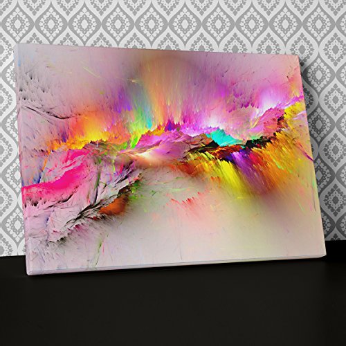 Modern Pink Yellow Canvas Wall Art Abstract Picture Print AB970