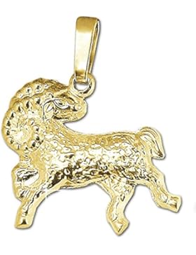 CLEVER SCHMUCK Goldener Sternzeichen Anhänger Widder glänzend und beidseitig plastische Form 333 GOLD 8 KARAT...