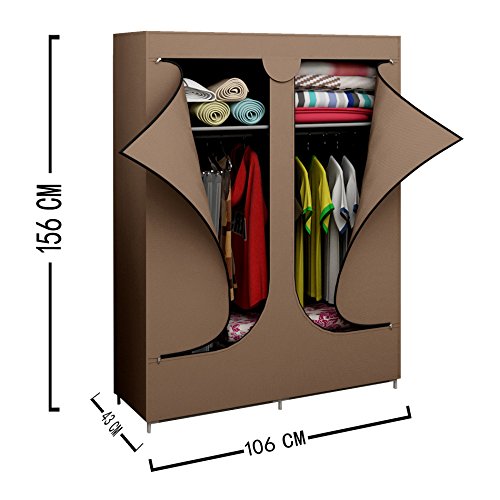 EBS® Kleiderschrank Wäscheschrank Garderobenschrank Stoffschrank Faltschrank 106 x 43 x 156 cm Braun - 3
