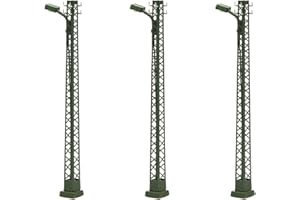 Evemodel 3 pezzi di luci ferroviarie modello N scala bianca 1: 160 Lattice Mast Track Lamp