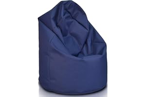 Bepouf - Pouf a Sacco Baby 55Øx95H cm 150L Poliestere Blu Scuro Imbottito, Puffo per Sedersi Bambini, Pouf Poltrona Salotto e Camera da Letto Comodo e Lavabile, Poltrona Sacco Anallergica Impermeabile
