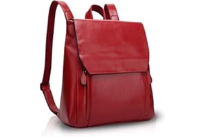 NICOLE & DORIS NICOLE&DORIS Mode Femme Sac à Dos Sacs Portés Dos College Fille Cartable Scolaire Sac d école Durable Doux PU Rouge
