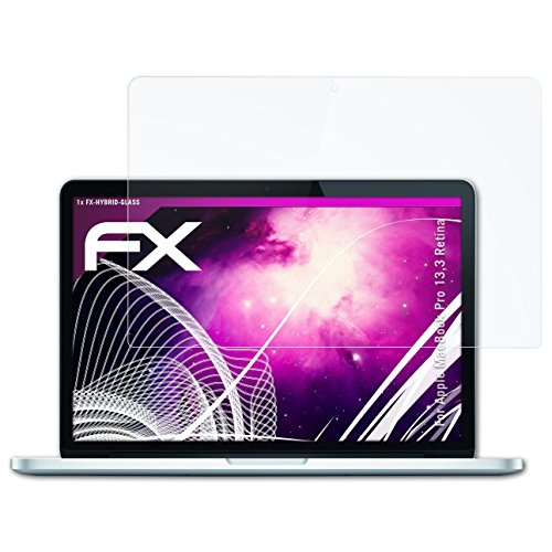 Apple MacBook Pro 13,3 Retina Glasfolie - atFoliX FX-Hybrid-Glass hartbeschichtete elastische 9H Kunststoffglas Folie