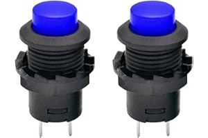 FUCHSWERK 2x Drucktaster rund Taster 12mm DIY AC 1,5A/230V 12V NON-Momentan button Schalter | Blau