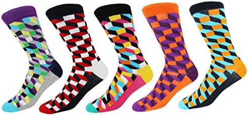 Pomlia® Pomlia Men's Luxury Fun Cool Cotton Colorful Dress Socks (OneSize, CY10)