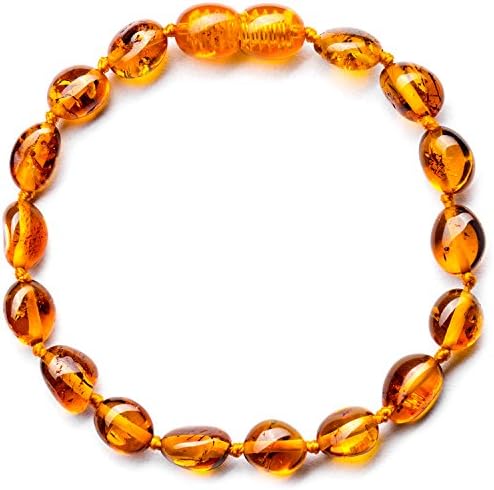 Amber Anklet Bracelet/PREMIUM Authentic 100% Baltic Amber/Polished Knotted Amber Beads - Natural Certificated Extra Safe Handmade Jewellery with the Highest Quality Guaranteed - Various Sizes 15cm