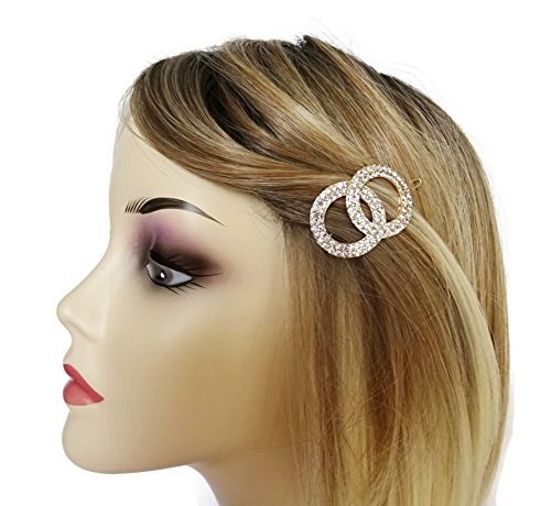 Sparkly Cyrstal Interlooped Round Hair Grip Clip Gold Tone Hair Jewellery SMALL