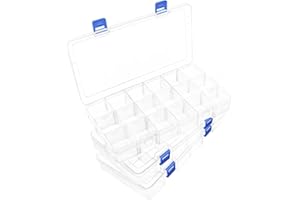 DIFIT Sortierboxen Plastik Aufbewahrungsbox Fächer Sortierkasten Kleinteilebox Für Kleinteile,Perlen,Schmuck,Ohrringe(18 Fäche X 3 Stücken)