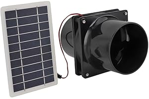 FACULX Ventilateur solaire avec panneau solaire, 10 W 12 V, kit de ventilation pour camping-car, grenier, serre, bateau (noir)