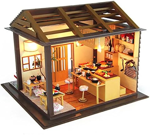 DIY Wooden Dolls House Handcraft Miniature Kit- Japan sushi shop Model with All furniture,English instruction