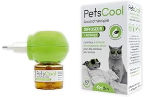 Anidev - Petscool Recharge 60 Jours - Kit avec Diffuseur d'Huiles essentielles apaisantes - Anti Stress Chiens et Chats + Recharge de 40 ML