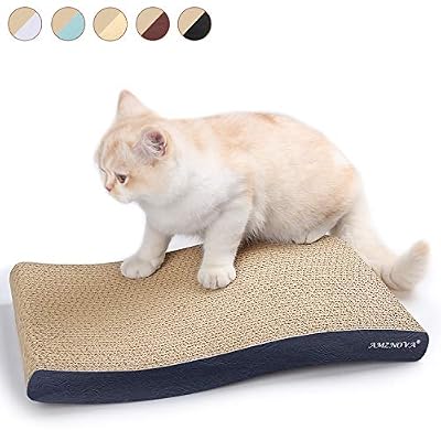 AMZNOVA Griffoirs pour Chats S Forme en Carton Ondulé Gratter Jouet Chat éraflure, 1 Pièce, Noire
