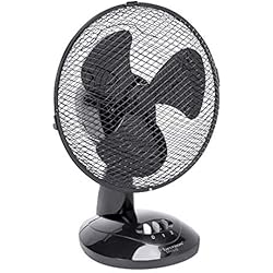 Bestron Ventilateur de table oscillant, Hauteur : 35,5 cm, Ø 27 cm, 30 W, Noir