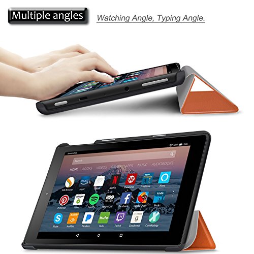 Hülle für Fire HD 8 (7. Generation – 2017) / das neue Fire HD 8 (6. Generation – 2016), Infiland Ultra Slim Lightweight Schutzhülle Cover für Fire HD 8 (8-Zoll-Tablet, 7. Generation – 2017) / Das neue Fire HD 8 Tablet (6. Generation – 2016)(Orange) - 4