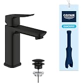 GROHE Dice M Basin Mixer Tap with Push-Open Drain (Ceramic Cartridge 28 mm, Water Saving, 3/8 Inch Connections, Easy to Insta