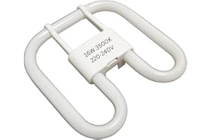 PLUSHA 16W 2D 4-Pin Square Energy Saving Light Bulb Lamp, GR10q Fluorescent Tube, Cool White, Long-Lasting & Efficient [Energy Class A]