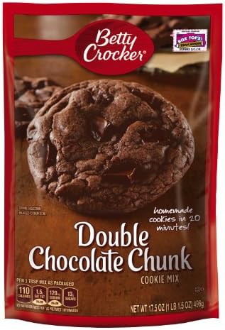 Betty Crocker Cookie Mix, Double Chocolate Chunk, 496 Grams Pouches (Pack of 12)