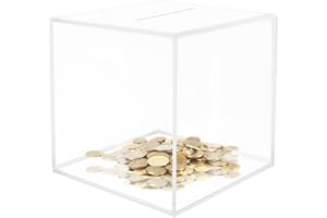 QAZIUY 18 x 18 x 18cm Clear Acrylic Money Box,Piggy Bank for Adults Smash Money Box Break to Open Money Saving Box Unopenable Saving Jar for Kids and Adults