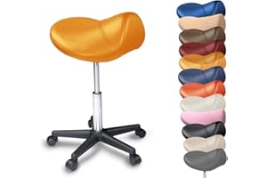 PROMAFIT Sillín taburete/Sillín Silla con ruedas de PU para todos los suelos – Ergonómica – Altura regulable – Muchos colores – 360 ° giratorio – Taburete de trabajo – Práctica taburete – sin necesidad de herramientas