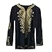 Produktbild Oberteile Herren DAY.LIN Herren Hipster HipHop afrikanisch Dashiki Grafik Lange Ärmel oben Hemden Bluse Schwarzer V-Ausschnitt Print afrikanischen ethnischen Stil langärmeligen Herrenhemd (L2=EUXL)