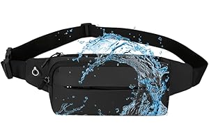 APUKESE Riñonera Hombre Mujer Impermeable con 4 Bolsillos, Resistente al Agua y Transpirable,con Hueco para Auriculares, Ideal para senderimo y Deportes al Aire Libre.(Negro)