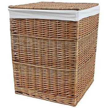 e-wicker24 Rechteckiger Wäschekorb, Wäschekorb aus Weide, Wäscheschrank