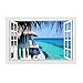 Produktbild Kentop Wandtattoos 3D Wandbild Geöffnetes Fenster Wandaufkleber Strand Urlaub Landschaft Wandsticker für Wohnzimmer Schlafzimmer Deko