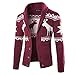 Produktbild Mode Sport Strickjacke Herren, DoraMe Männer Weihnachten Strickwaren Mantel Winter Weihnachten Hirsch Pullover Jacke Lange ärmel Sweatshirt (Weinrot, L)