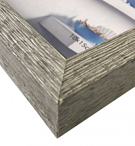 Fotorahmen Bilderrahmen grau für 3 Fotos mit Seil und Herz-Klammern 42 x 22 x 2 - 3