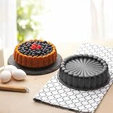 Sharp Tart and Cake Mold with Deconox Thermo Casting Body 23cm, Sliced and Cast, Black Granite Spotted Baking Container, Easy to Remove