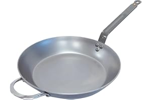 De Buyer - Poêle en tôle d'acier MINERAL B avec anse - 32 cm - Fabriquée en France, Sans PFAS, Anti Adhérence Naturelle, Queue Rivetée et Finition à la Cire d'Abeille, Tous Feux + Flash Four