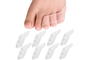 FFDASHUN Pinky Toe Straighteners - 8Pcs Toe Separators for Overlapping Toes, Bunion Corrector for Women & Men, Three-Hole Little Toe Separator