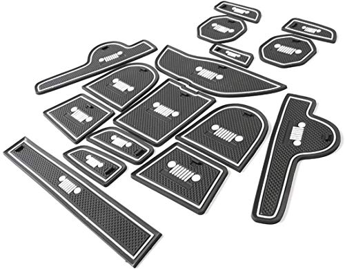 TOPPOWER Antideslizante mat , Anti- polvo mat, para Puerta interior , Taza , Caja del Brazo, Esterilla de Almacenaje para 2015-2016 Jeep Renegade 16 PCS Blanco