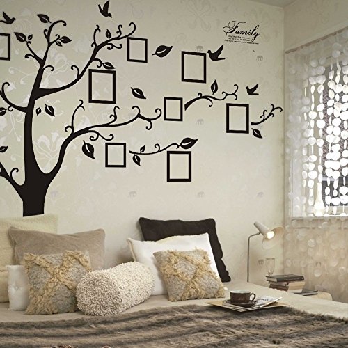 FPBS Riesige Bilderrahmen Fotorahmen Speicher Baum Gedächtnis Baum mit Rebe Baum Zweige „Family“ Wandtattoo Sticker (Links nach rechts, Schwarz) - 3