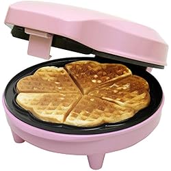 Bestron Gaufrier pour des gaufres en forme de cœur, Design rétro, Sweet Dreams, 700 W, Rose