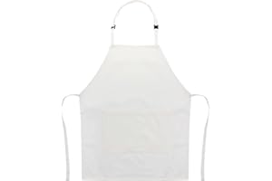 Listers Schoolwear Kids School Apron Cotton Bib Style With Front Pocket - Arts Crafts Baking Design Tech - White Black Cream Navy