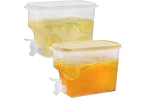 Jucoan 2 Stück 3,5 L Getränkespender für den Kühlschrank, mit auslaufsicherem Zapfen, Kunststoff, für kalte Getränke, Saft, Getränkespender für Partygetränke, Saft, Eistee, Limonade, Kaltgebrüh