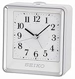 Seiko Nachttisch Beep Wecker mit Blinklicht, Kunststoff, weiß