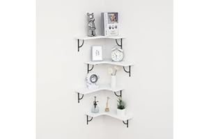 Gio Arreda Mensole Angolari a Forma di L, Set di 4, Mensole da Parete, Mensole Galleggiante, Stile Industriale, per Soggiorno, Camera da Letto, Cucina (Bianco)