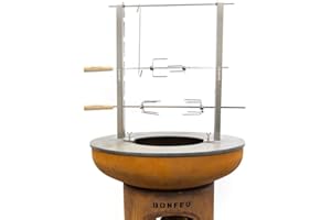 BonFeu Brochettes de barbecue - Tournant avec moteur en option - Kit de rôtisserie - Acier inoxydable - Accessoires BonFeu - Parfait pour la volaille - 11,5 x 22 x 77 cm